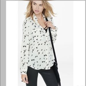Express portofini bird print button down shirt